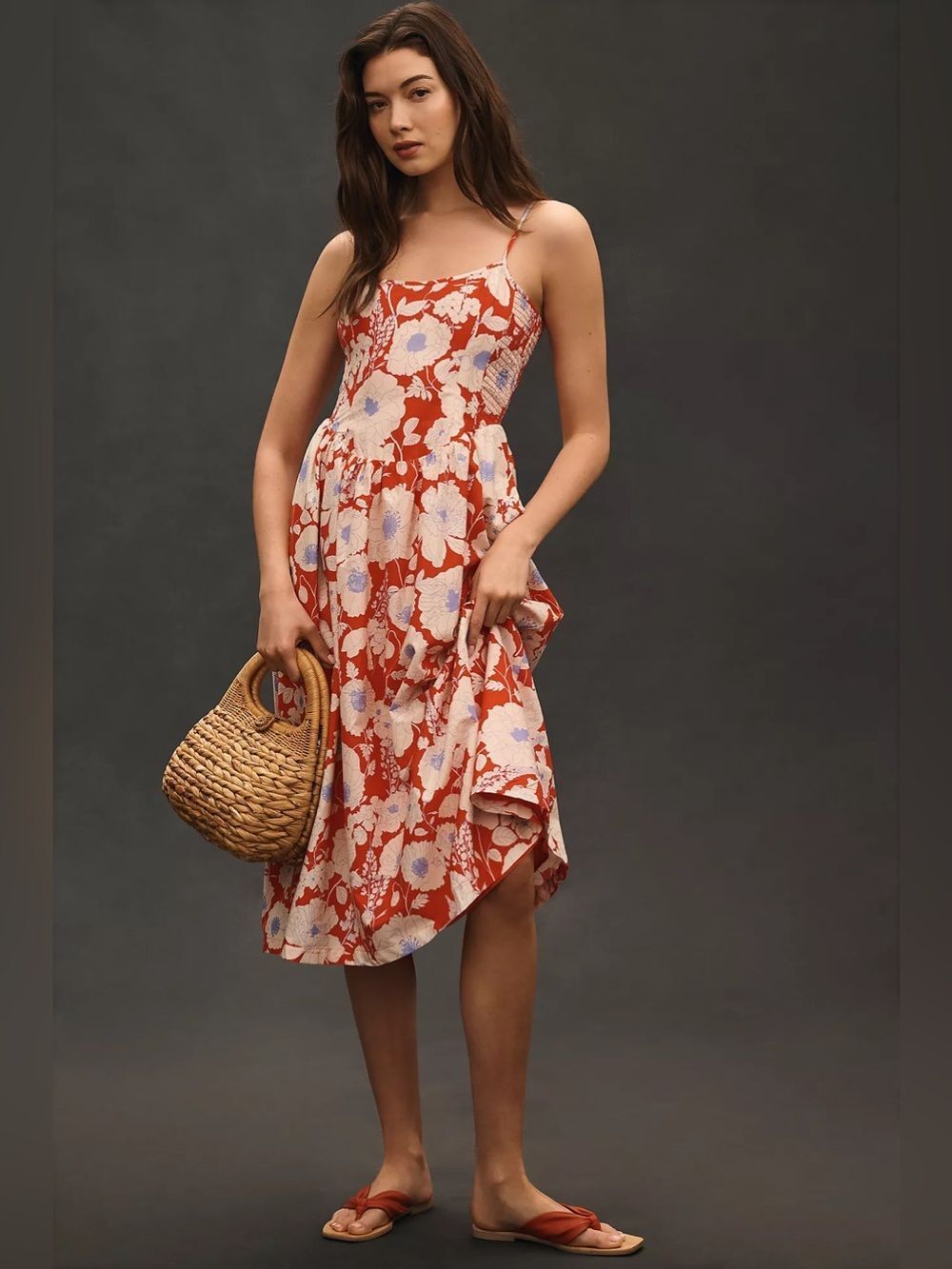 Anthropologie 100% Cotton Sleeveless Square Neck Midi Dress Size XL